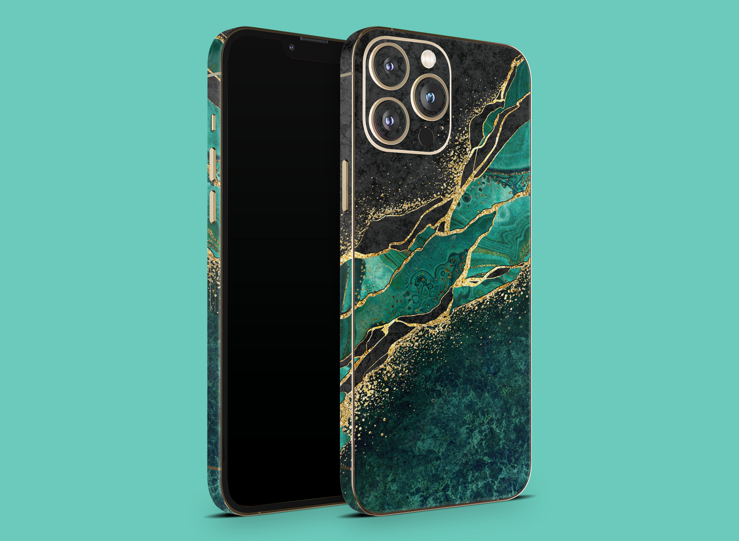 Crackled Marble Green & Gold Skin