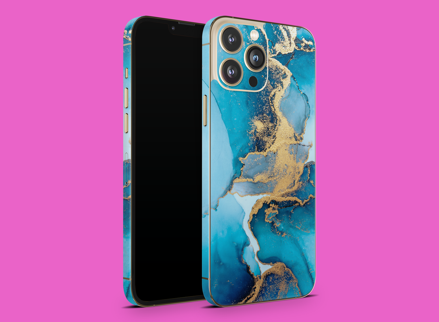 Elegant Blue & Gold Marble Skin