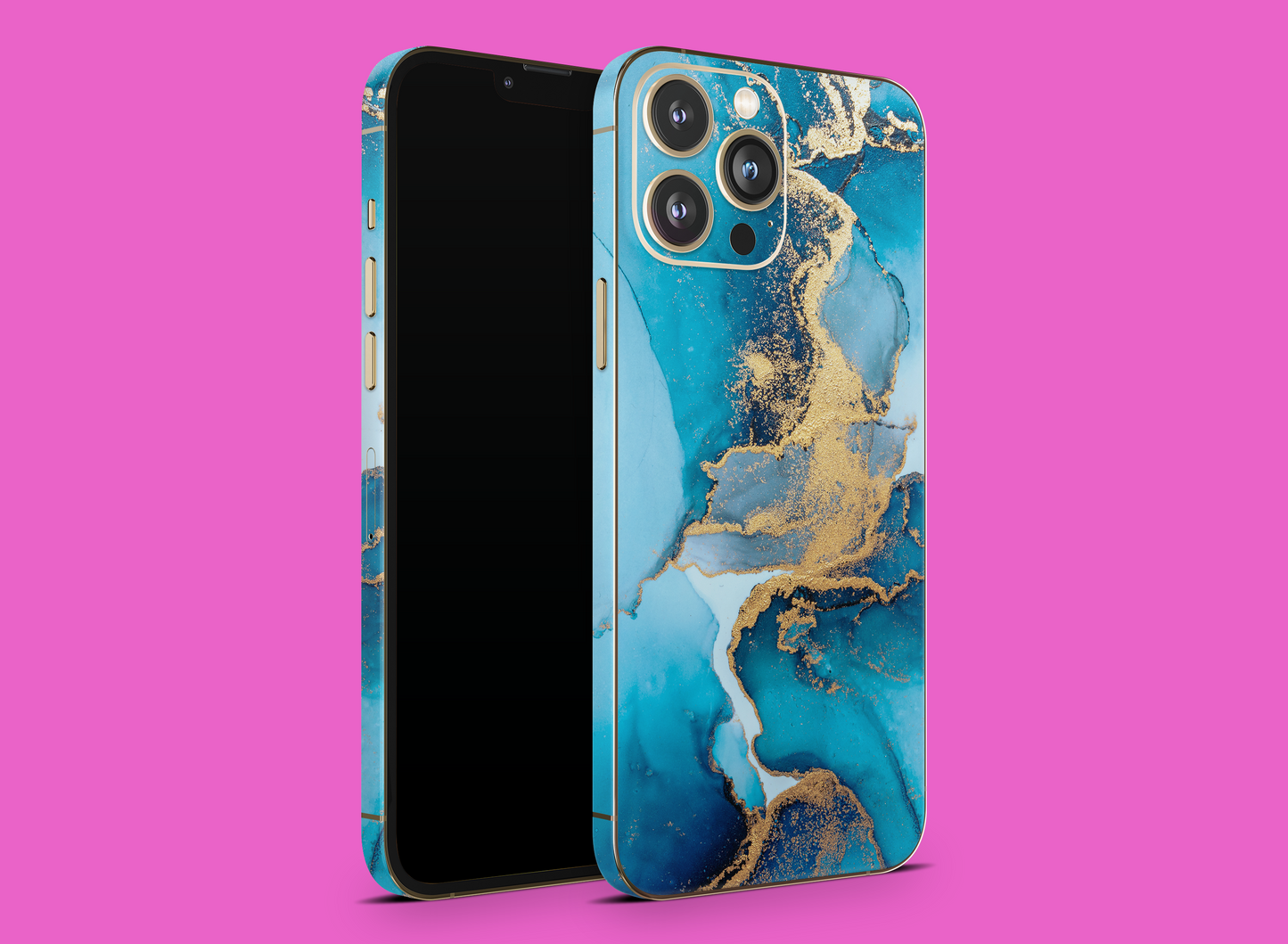 Elegant Blue & Gold Marble Skin