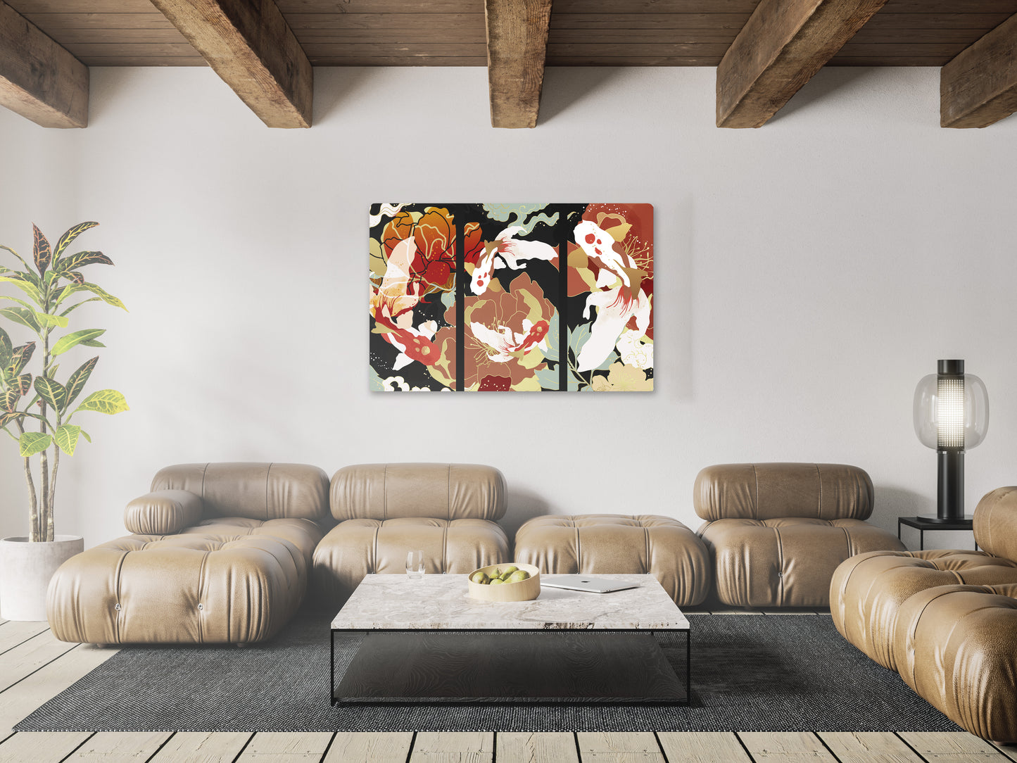 Japanese Koi Fish Illustration Canvas