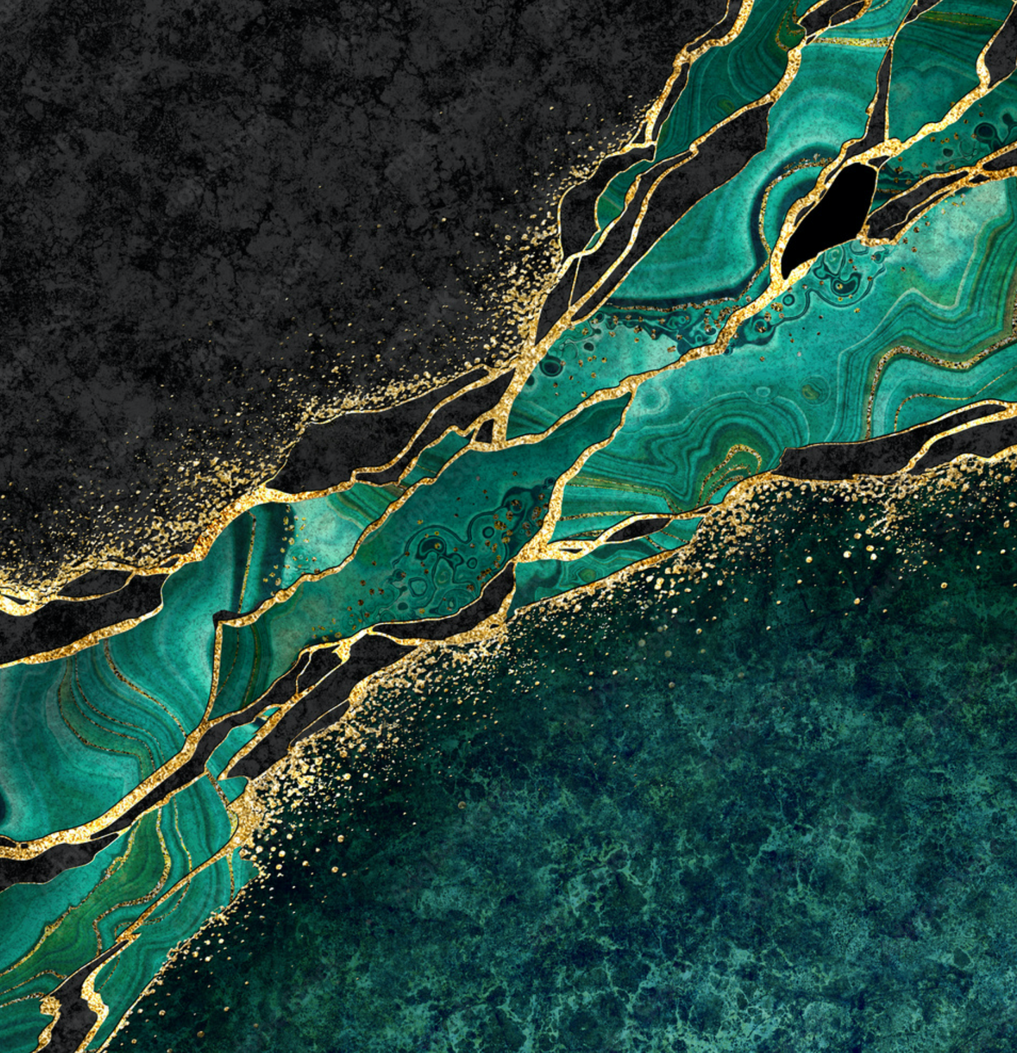Crackled Marble Green & Gold Skin