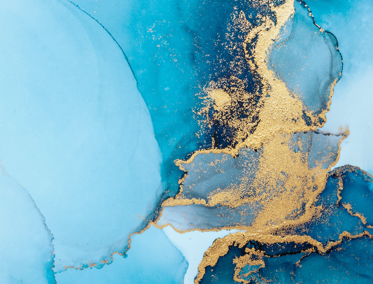 Elegant Blue & Gold Marble Skin