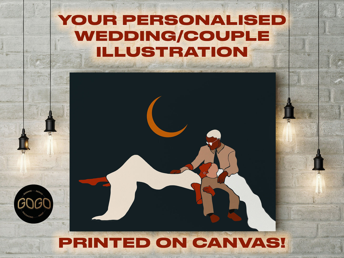 Wedding/Couple BESPOKE Illustration Canvas Print | Art Gift