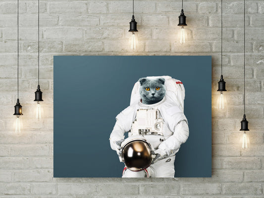 Quirky Printed Canvas | Collage Art Astronaut Cat