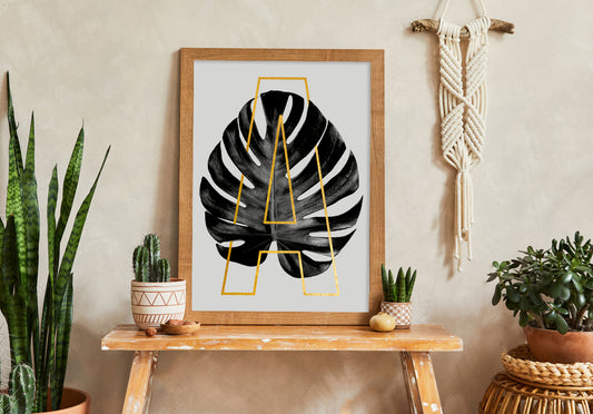 Letter A to Z Plant Leaf⎜Botanical Gift⎜Name Initial Print