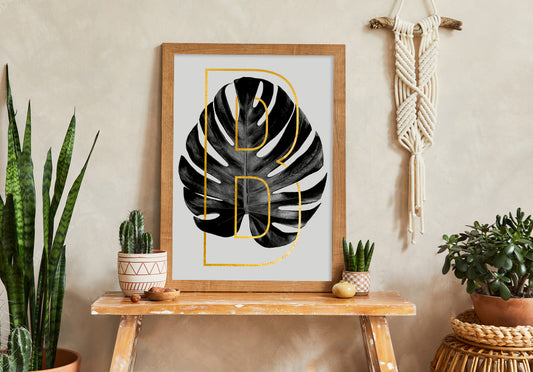 Letter A to Z Plant Leaf⎜Botanical Gift⎜Name Initial Print