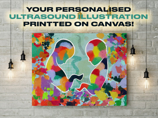 Ultrasound Artwork Sonogram Illustration | Canvas Art Gift for Mom | Bespoke