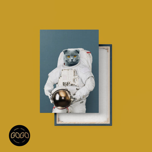 Quirky Printed Canvas | Collage Art Astronaut Cat