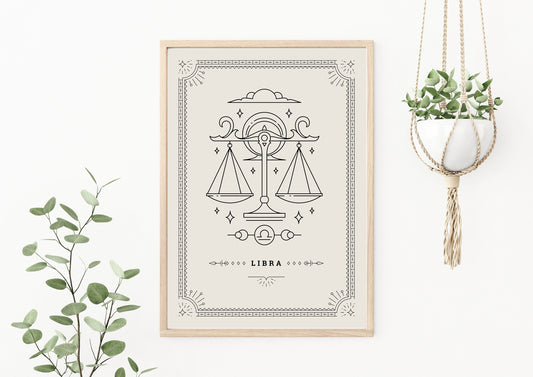 Libra Tarot Card Poster ⎜Star Sign Poster