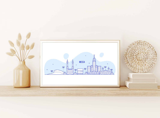 Mecca Skyline - Islamic Art Poster - Islamic Murals - Minimalist Wall Art - Wall Decoration - Decoration Living Room Bedroom Hanging Art