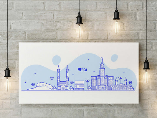 Mecca Skyline Canvas - Islamic Canvas - Islamic Art - Minimalist Wall Art - Wall Decoration - Decoration Living Room Bedroom Hanging Art