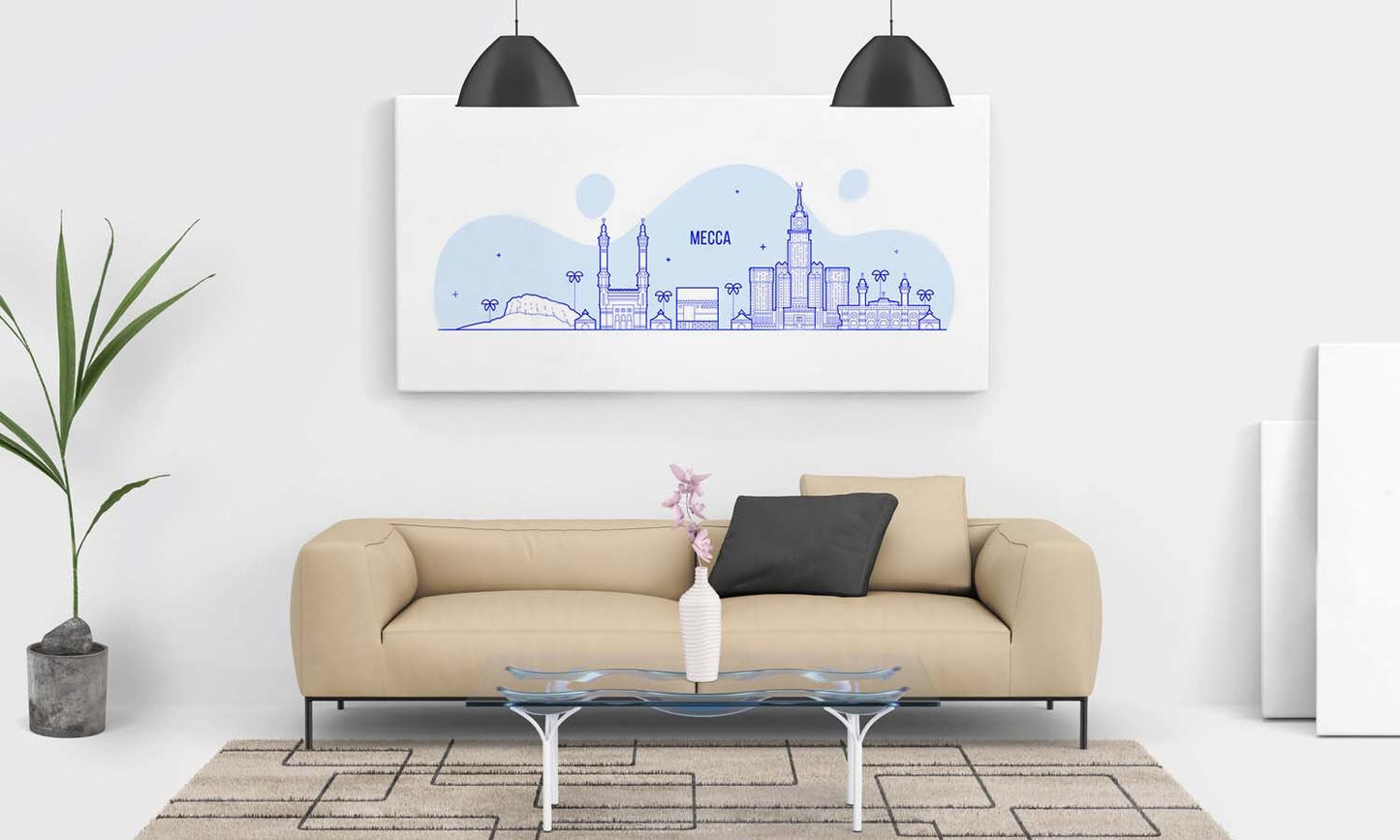 Mecca Skyline Canvas - Islamic Canvas - Islamic Art - Minimalist Wall Art - Wall Decoration - Decoration Living Room Bedroom Hanging Art